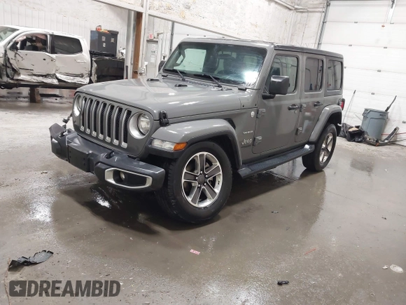 2019 Jeep Wrangler Unlimited Sahara with VIN 1C4HJXEG9KW656454, listed as a IAAI auction lot 41648236 with 75,403 mi miles and . Bid and sale history available at DreamBid. Image 2.