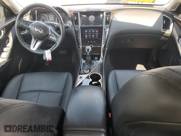 2018 Infiniti Q50 Luxe with VIN JN1EV7AP5JM352175, listed as a Copart auction lot 61762335 with 64,375 mi miles and Salvage title. Bid and sale history available at DreamBid. Image 8.