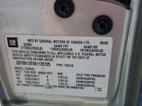 2006 GMC Sierra 1500 SLT with VIN 2GTEK13T861125725, listed as a Copart auction lot 45386465 with 296,448 mi miles and Salvage Title. Bid and sale history available at carsss.com. Image 13.