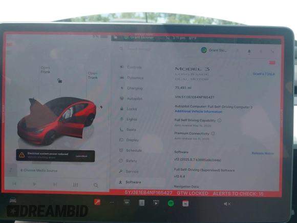 2022 Tesla Model 3 Long Range z VIN 5YJ3E1EB4NF165427, wystawiony jako IAAI lot #42290413 z przebiegiem 73 493 mil mil oraz . Historia ofert i sprzedaży dostępna na DreamBid. Obrazek 17.