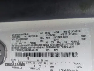 2020 Ford Escape SEL с VIN 1FMCU0H69LUA66727, выставлен на аукционе IAAI как лот 42605199 с пробегом 59 013 миль миль и . История ставок и продаж доступна на DreamBid. Изображение 9.