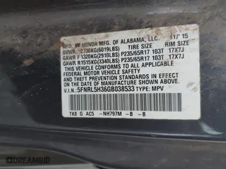 2016 Honda Odyssey SE with VIN 5FNRL5H36GB038533, listed as a IAAI auction lot 41610306 with 192,543 mi miles. Bid and sale history available at carsss.com. Image 9.