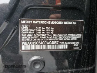 2012 BMW 5 Series 528i xDrive with VIN WBAXH5C54CDW04057, listed as a Copart auction lot 46123725 with 127,657 mi miles and Salvage Title. Bid and sale history available at DreamBid. Image 12.