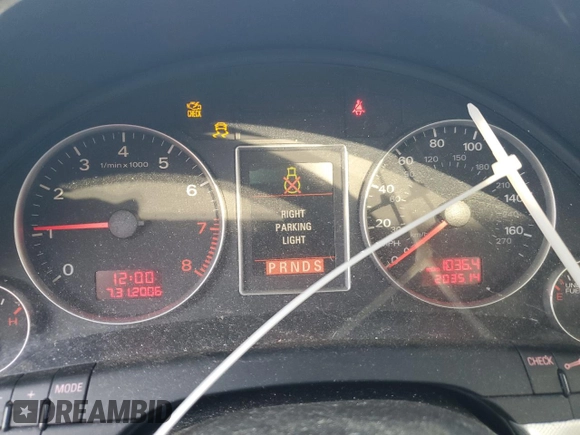 2007 Audi A4 2.0T with VIN WAUDF78E57A127434, listed as a Copart auction lot 61790355 with 203,514 mi miles and Salvage title. Bid and sale history available at DreamBid. Image 9.
