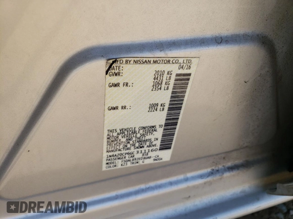 2016 Nissan LEAF S with VIN 1N4AZ0CP6GC311160, listed as a Copart auction lot 63254853 with 59,855 mi miles. Bid and sale history available at carsss.com. Image 12.