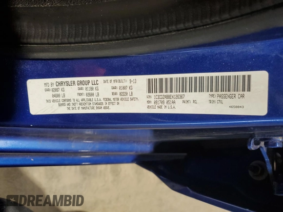 2014 Dodge Avenger SE with VIN 1C3CDZAB8EN126367, listed as a Copart auction lot 57153165 with 147,539 mi miles and Clean title. Bid and sale history available at DreamBid. Image 12.