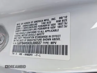 2013 Acura RDX Technology with VIN 5J8TB4H5XDL006537, listed as a IAAI auction lot 41861135 with 150,168 mi miles and . Bid and sale history available at DreamBid. Image 9.