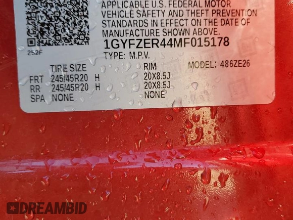 2021 Cadillac XT4 FWD Sport with VIN 1GYFZER44MF015178, listed as a Copart auction lot 84687224 with 46,190 mi miles and Salvage Title. Bid and sale history available at DreamBid. Image 14.