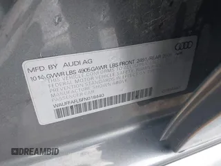 2015 Audi A4 Premium Plus z VIN WAUFFAFL5FN018440, wystawiony jako IAAI lot #42230870 z przebiegiem 135 275 mil mil oraz . Historia ofert i sprzedaży dostępna na DreamBid. Obrazek 9.