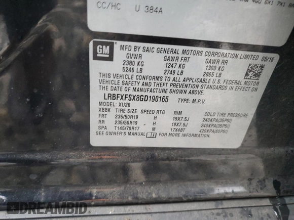 2016 Buick Envision Premium II with VIN LRBFXFSX8GD190165, listed as a Copart auction lot 80709734 with 141,907 mi miles and Salvage Title. Bid and sale history available at carsss.com. Image 12.