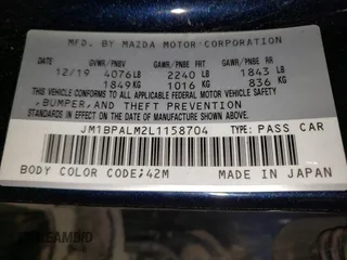 2020 Mazda Mazda3 Hatchback with VIN JM1BPALM2L1158704, listed as a Copart auction lot 46314675 with 79,588 mi miles and Salvage Title. Bid and sale history available at carsss.com. Image 12.
