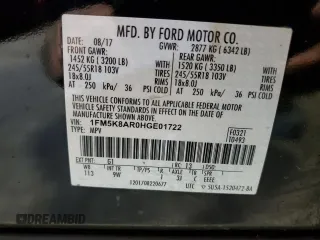 2017 Ford Police Interceptor Utility z VIN 1FM5K8AR0HGE01722, wystawiony jako Copart lot #50491815 z przebiegiem 187 912 mil mil oraz Szkody całkowita. Historia ofert i sprzedaży dostępna na DreamBid. Obrazek 13.