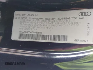 2013 Audi A5 Premium Plus with VIN WAURFAFR4DA029984, listed as a IAAI auction lot 42803580 with 142,745 mi miles and . Bid and sale history available at DreamBid. Image 9.