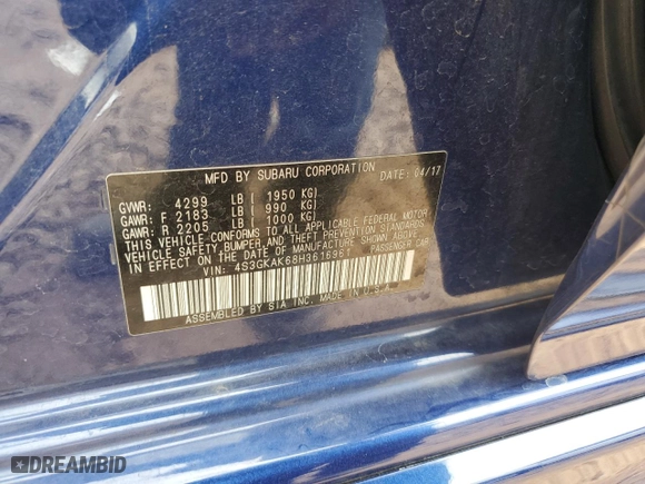 2017 Subaru Impreza Sport with VIN 4S3GKAK68H3616961, listed as a Copart auction lot 50838185 with 54,624 mi miles and Salvage Title. Bid and sale history available at carsss.com. Image 14.