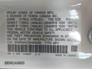 2025 Honda CR-V EX-L with VIN 2HKRS4H72SH440284, listed as a IAAI auction lot 42013627 with 5,315 mi miles and . Bid and sale history available at DreamBid. Image 9.