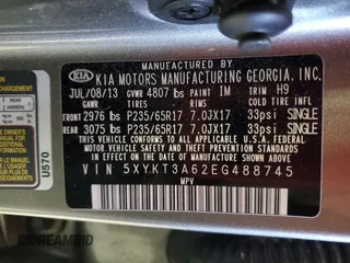 2014 Kia Sorento LX with VIN 5XYKT3A62EG488745, listed as a Copart auction lot 54471455 with 148,075 mi miles and Clean Title. Bid and sale history available at carsss.com. Image 13.
