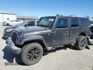 2017 Jeep Wrangler Unlimited Sahara with VIN 1C4BJWEGXHL687691, listed as a Copart auction lot 46696505 with 99,443 mi miles and Salvage Title. Bid and sale history available at carsss.com. Image 1.