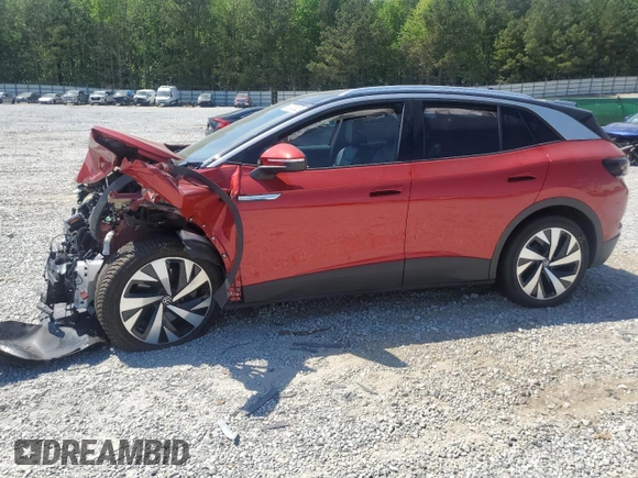 2021 Volkswagen ID.4 Pro S z VIN WVGKMPE29MP059900, wystawiony jako Copart lot #53725825 z przebiegiem Nie podano mil oraz Szkody całkowita. Historia ofert i sprzedaży dostępna na DreamBid. Obrazek 1.