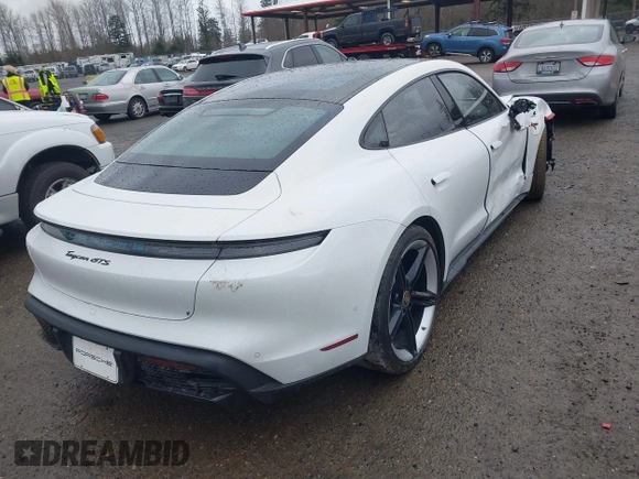 2024 Porsche Taycan GTS with VIN WP0AD2Y13RSA47237, listed as a IAAI auction lot 41557327 with 6,572 mi miles and . Bid and sale history available at DreamBid. Image 4.