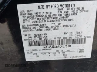 2022 Ford EcoSport SE z VIN MAJ6S3GL6NC457610, wystawiony jako IAAI lot #41951074 z przebiegiem Nie podano mil oraz . Historia ofert i sprzedaży dostępna na DreamBid. Obrazek 9.