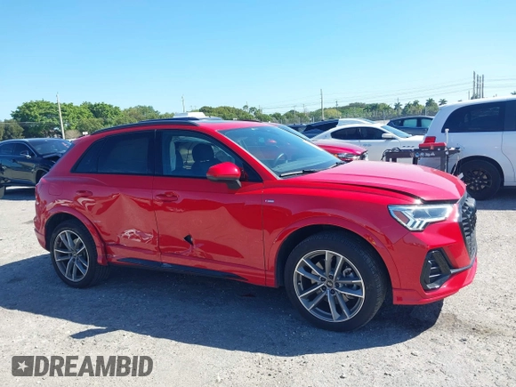 2024 Audi Q3 S line Premium with VIN WA1DECF39R1057403, listed as a IAAI auction lot 41749950 with 9,891 mi miles. Bid and sale history available at carsss.com. Image 6.
