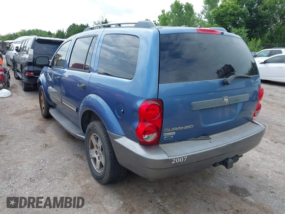2007 Dodge Durango SLT with VIN 1D8HB48P07F572376, listed as a IAAI auction lot 42647581 with 223,465 mi miles and . Bid and sale history available at DreamBid. Image 3.