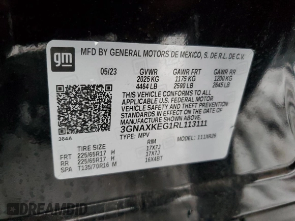 2024 Chevrolet Equinox LT with VIN 3GNAXKEG1RL113111, listed as a Copart auction lot 44694965 with 30,399 mi miles and Salvage Title. Bid and sale history available at DreamBid. Image 13.