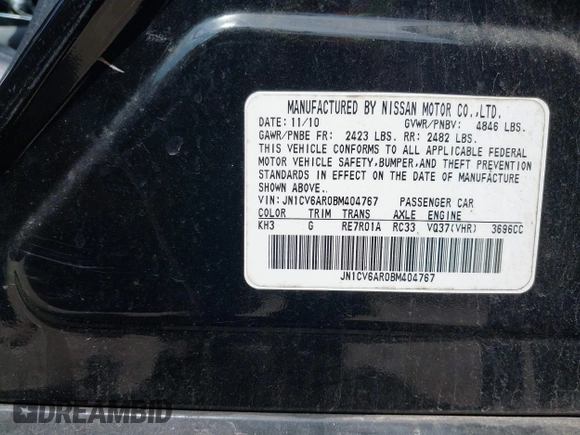 2011 Infiniti G37 x Sport Appearance Edition with VIN JN1CV6AR0BM404767, listed as a IAAI auction lot 42156159 with 140,426 mi miles and . Bid and sale history available at DreamBid. Image 9.