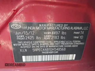 2013 Hyundai Sonata Limited with VIN 5NPEC4AB1DH548568, listed as a IAAI auction lot 41604793 with 212,137 mi miles and . Bid and sale history available at carsss.com. Image 9.