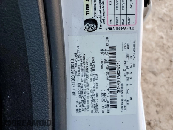 2010 Ford Fusion SE with VIN 3FAHP0HA2AR342245, listed as a Copart auction lot 88490065 with 144,800 mi miles and Salvage Title. Bid and sale history available at carsss.com. Image 14.