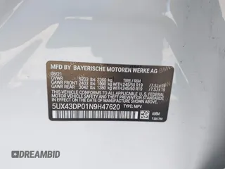 2022 BMW X3 sDrive30i with VIN 5UX43DP01N9H47620, listed as a IAAI auction lot 41321216 with 23,286 mi miles and . Bid and sale history available at DreamBid. Image 9.