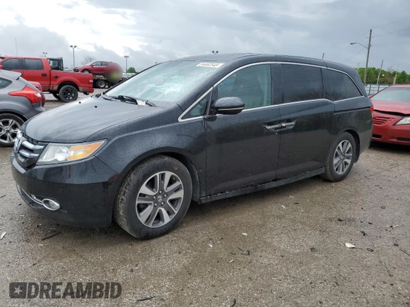2014 Honda Odyssey Touring z VIN 5FNRL5H91EB063390, wystawiony jako Copart lot #54482545 z przebiegiem Nie podano mil oraz Szkoda całkowita • Salvage title. Historia ofert i sprzedaży dostępna na DreamBid. Obrazek 1.