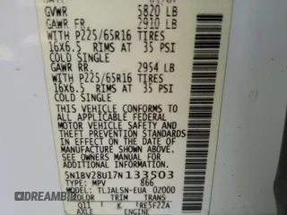 2007 Nissan Quest SL z VIN 5N1BV28U17N133503, wystawiony jako Copart lot #50760555 z przebiegiem 142 519 mil mil oraz Szkoda całkowita • Salvage title. Historia ofert i sprzedaży dostępna na DreamBid. Obrazek 13.