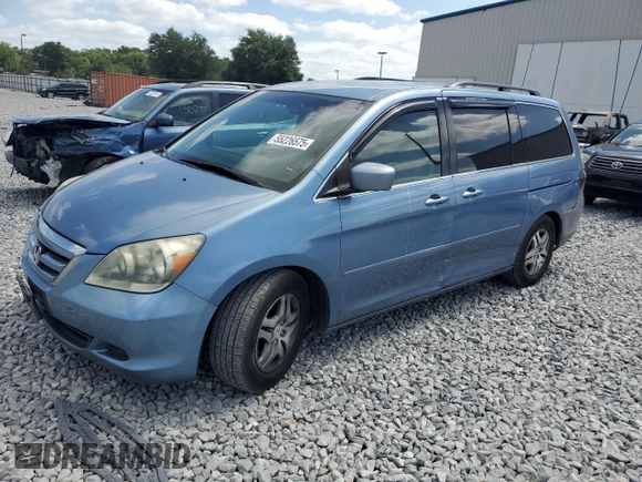 2007 Honda Odyssey EX with VIN 5FNRL38457B052131, listed as a Copart auction lot 55226575 with 165,745 mi miles and Salvage Title. Bid and sale history available at DreamBid. Image 1.