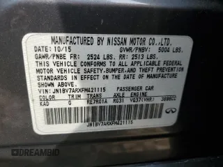 2015 Infiniti Q50 Premium with VIN JN1BV7ARXFM421115, listed as a Copart auction lot 60875545 with 84,549 mi miles and Salvage title. Bid and sale history available at DreamBid. Image 12.