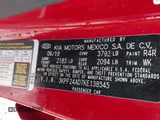 2019 Kia Forte LXS with VIN 3KPF24AD7KE138545, listed as a IAAI auction lot 41674333 with 81,779 mi miles. Bid and sale history available at carsss.com. Image 9.