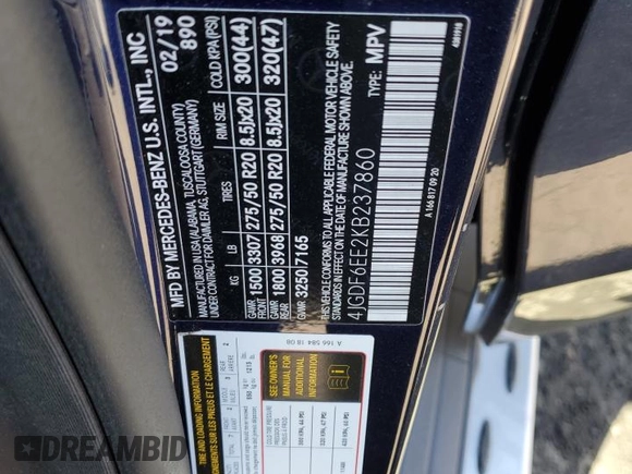 2019 Mercedes-Benz GLS 450 with VIN 4JGDF6EE2KB237860, listed as a Copart auction lot 51994074 with 26,773 mi miles and Salvage Title. Bid and sale history available at DreamBid. Image 13.