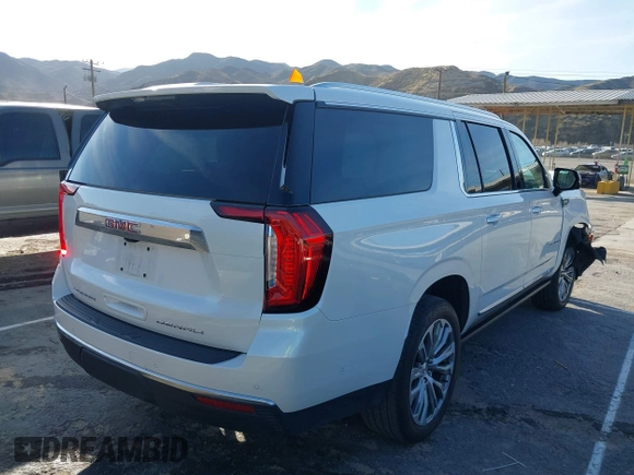 2023 GMC Yukon XL Denali with VIN 1GKS2JKT0PR478011, listed as a IAAI auction lot 41596312 with 21,286 mi miles. Bid and sale history available at carsss.com. Image 4.