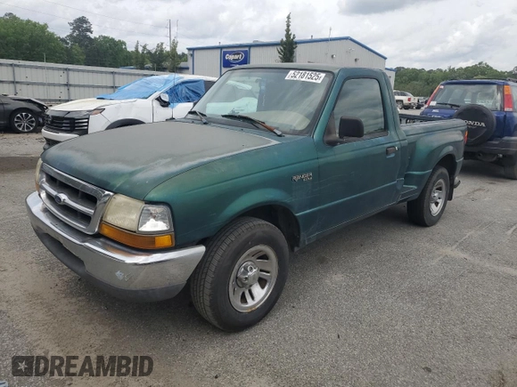 1999 Ford Ranger XL with VIN 1FTYR10C4XTA40745, listed as a Copart auction lot 52181525 with 185,096 mi miles and Salvage Title. Bid and sale history available at carsss.com. Image 1.