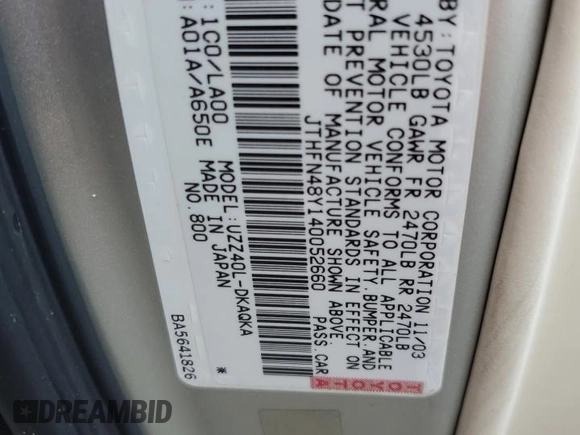 2004 Lexus SC with VIN JTHFN48Y140052660, listed as a Copart auction lot 74563184 with Not Provided miles and Salvage Title. Bid and sale history available at carsss.com. Image 13.