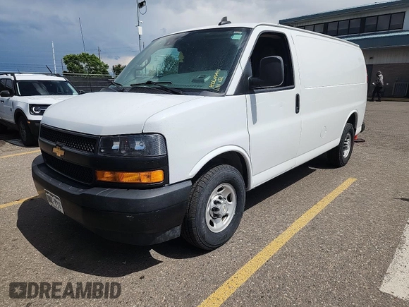 2021 Chevrolet Express Cargo with VIN 1GCWGAFP2M1303233, listed as a IAAI auction lot 42731173 with 57,034 mi miles and . Bid and sale history available at DreamBid. Image 4.