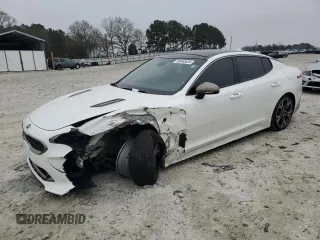 2020 Kia Stinger GT-Line with VIN KNAE15LA7L6084725, listed as a Copart auction lot 86960634 with 92,929 mi miles and Salvage Title. Bid and sale history available at carsss.com. Image 1.