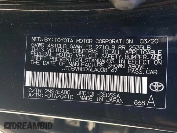 2020 Toyota Mirai z VIN JTDBVRBD6LA008147, wystawiony jako Copart lot #46129054 z przebiegiem 25 475 mil mil oraz . Historia ofert i sprzedaży dostępna na DreamBid. Obrazek 12.