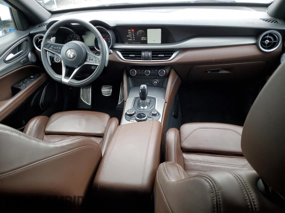 2019 Alfa Romeo Stelvio Ti with VIN ZASPAKBN2K7C58702, listed as a Copart auction lot 47459585 with 49,393 mi miles and Salvage title. Bid and sale history available at DreamBid. Image 8.