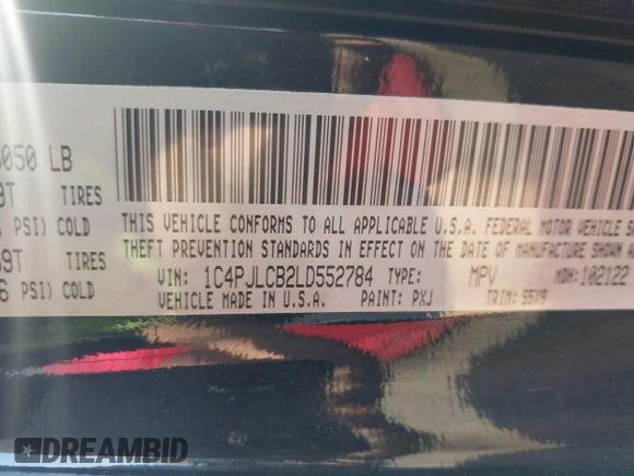2020 Jeep Cherokee Latitude with VIN 1C4PJLCB2LD552784, listed as a IAAI auction lot 41908936 with 47,337 mi miles and . Bid and sale history available at DreamBid. Image 9.