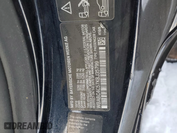 2019 BMW 8 Series M850i xDrive with VIN WBABC4C57KBJ35799, listed as a Copart auction lot 85786014 with Not provided miles and Salvage title. Bid and sale history available at DreamBid. Image 12.