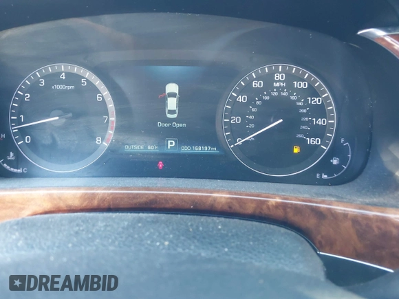 2014 Hyundai Equus Signature with VIN KMHGH4JH1EU073912, listed as a IAAI auction lot 41672671 with 168,197 mi miles and . Bid and sale history available at DreamBid. Image 7.