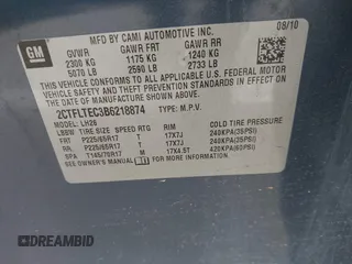 2011 GMC Terrain SLE-2 z VIN 2CTFLTEC3B6218874, wystawiony jako IAAI lot #42531129 z przebiegiem 170 300 mil mil oraz . Historia ofert i sprzedaży dostępna na DreamBid. Obrazek 9.