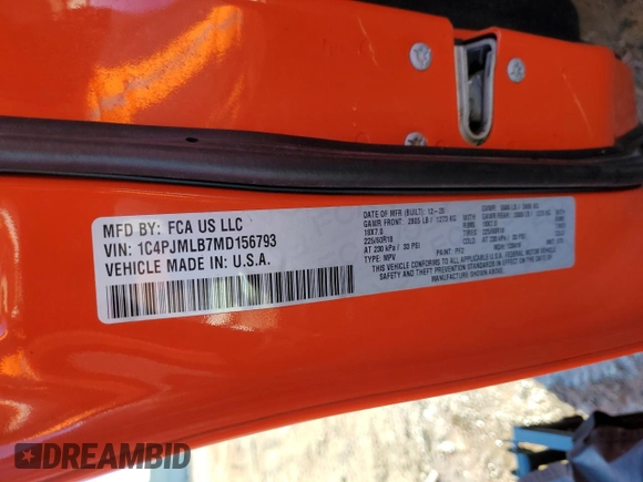 2021 Jeep Cherokee Altitude с VIN 1C4PJMLB7MD156793, выставлен на аукционе Copart как лот 87269464 с пробегом 54 190 миль миль и Списание • Salvage title. История ставок и продаж доступна на DreamBid. Изображение 14.