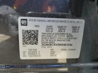 2021 Chevrolet Blazer LT with VIN 3GNKBCR43MS567044, listed as a Copart auction lot 53001395 with 38,795 mi miles and Salvage title. Bid and sale history available at DreamBid. Image 13.